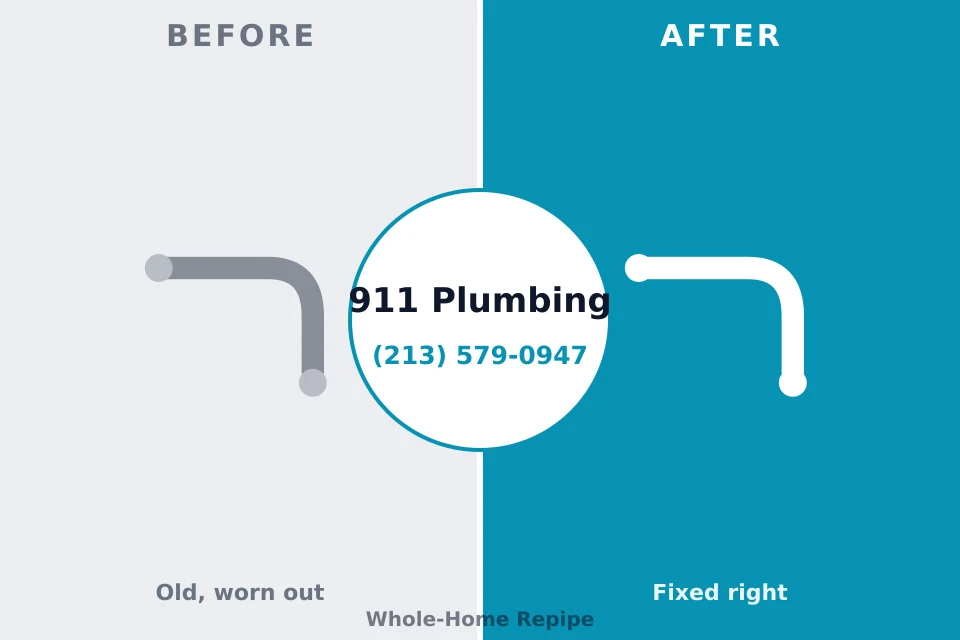 Before and after: plumbing repair Roanoke, TX